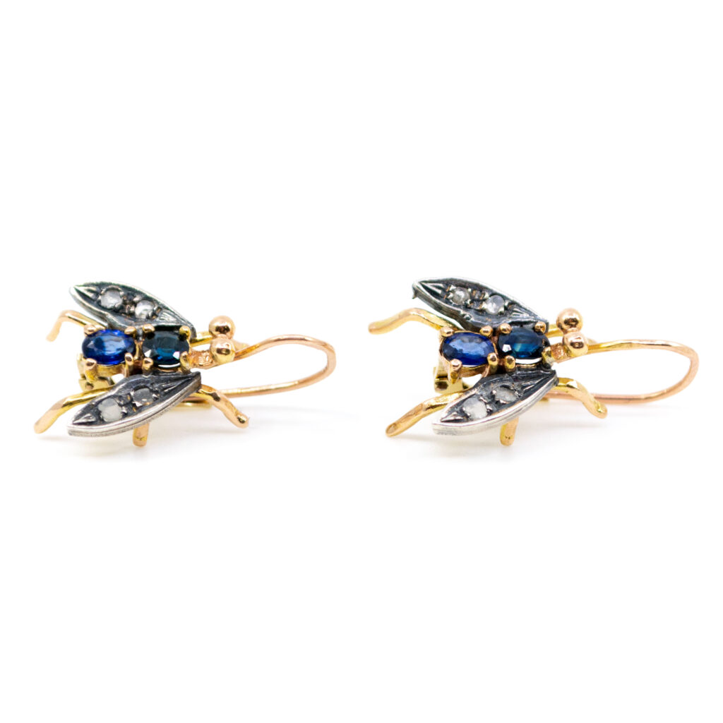 Diamond Sapphire 9k Silver Insect Earrings 14370-8318 Image2