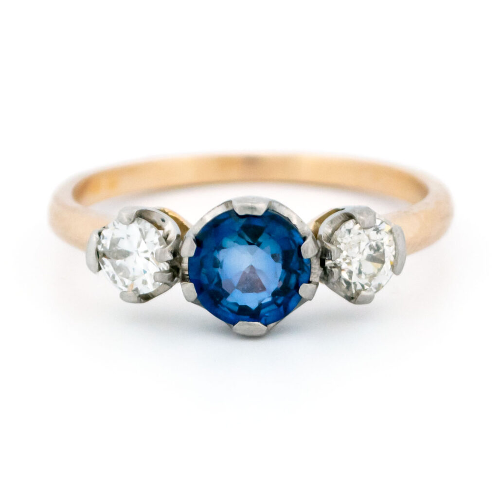 Diamond Sapphire 18k Platinum Trilogy Ring 14408-5114 Image1
