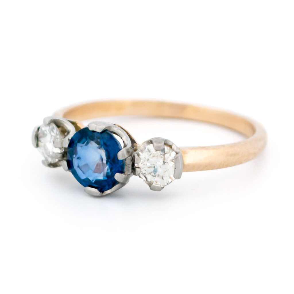 Diamond Sapphire 18k Platinum Trilogy Ring 14408-5114 Image4
