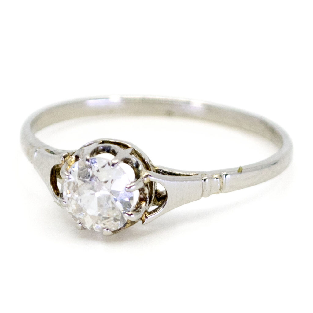 Anillo solitario de platino y diamantes 2177-0431 Imagen 3