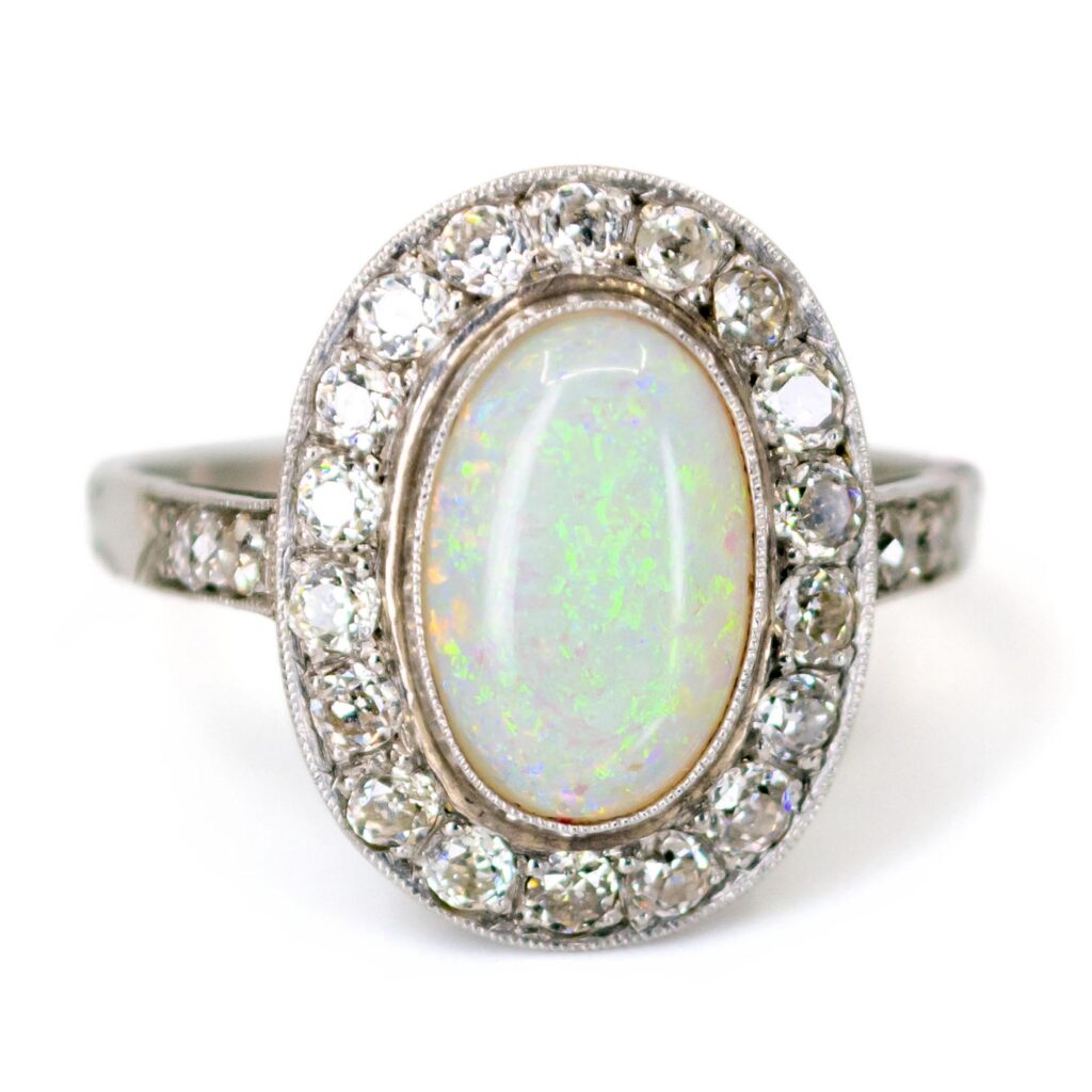 Opal, Diamond, Platinum Ring 4410-4441 - Binenbaum Antiques & Jewelry