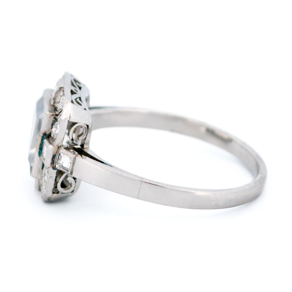 Maansteen Diamant Platina Ring in vierkante vorm 4489-4682 Afbeelding5