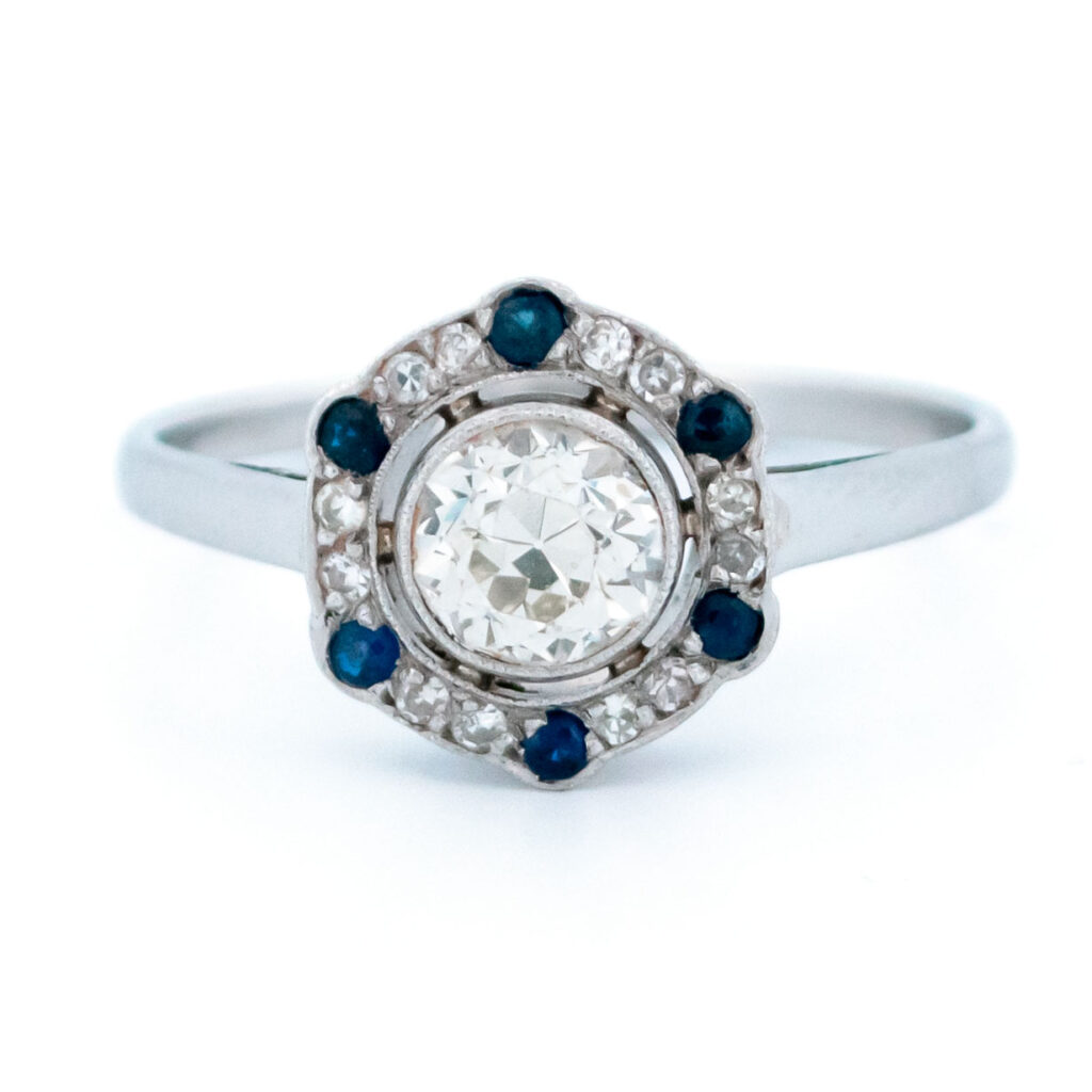 Diamanten Saffier Platina Ring 5818-4804 Afbeelding1