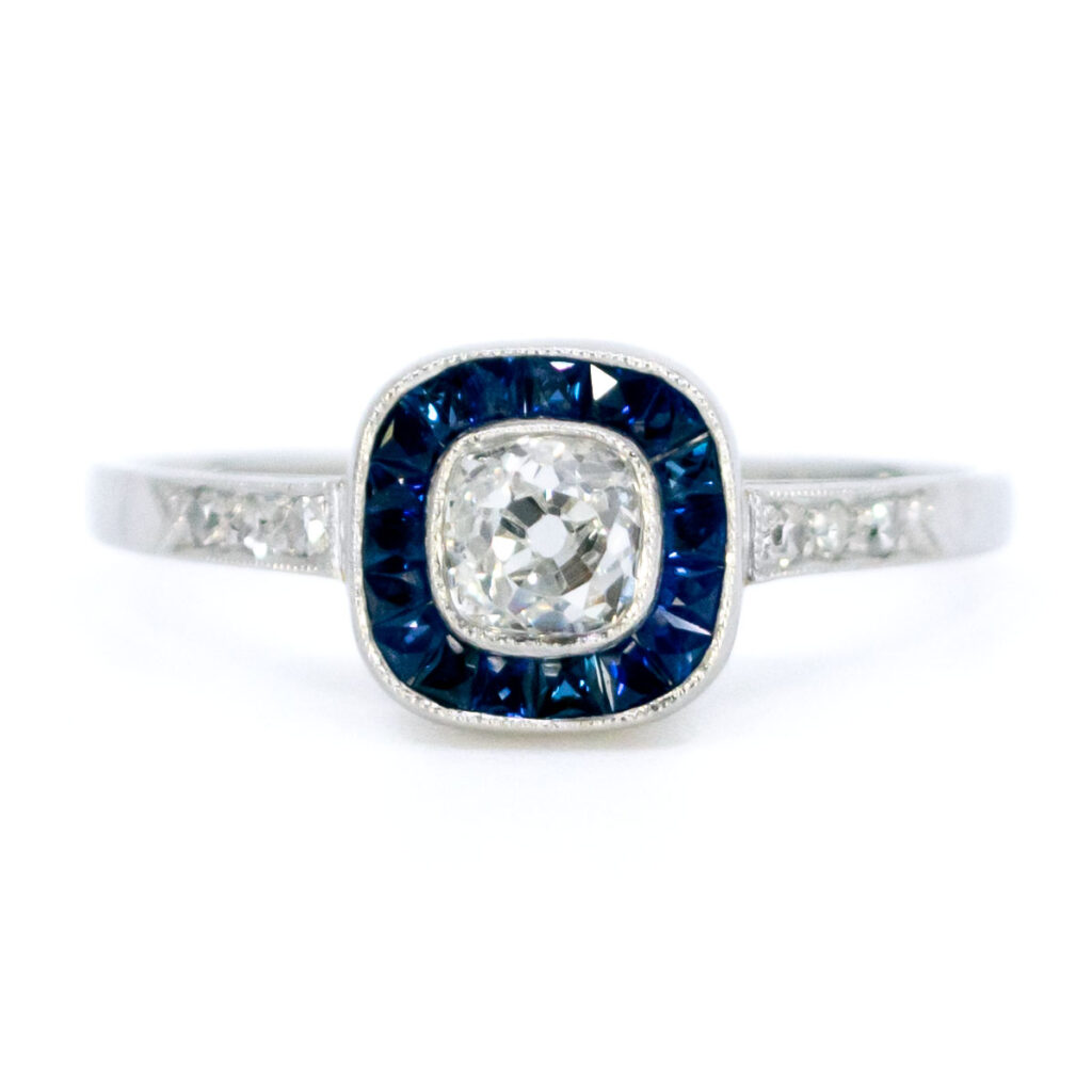 Diamond Sapphire Platinum Target Ring 6866-4862 Image1