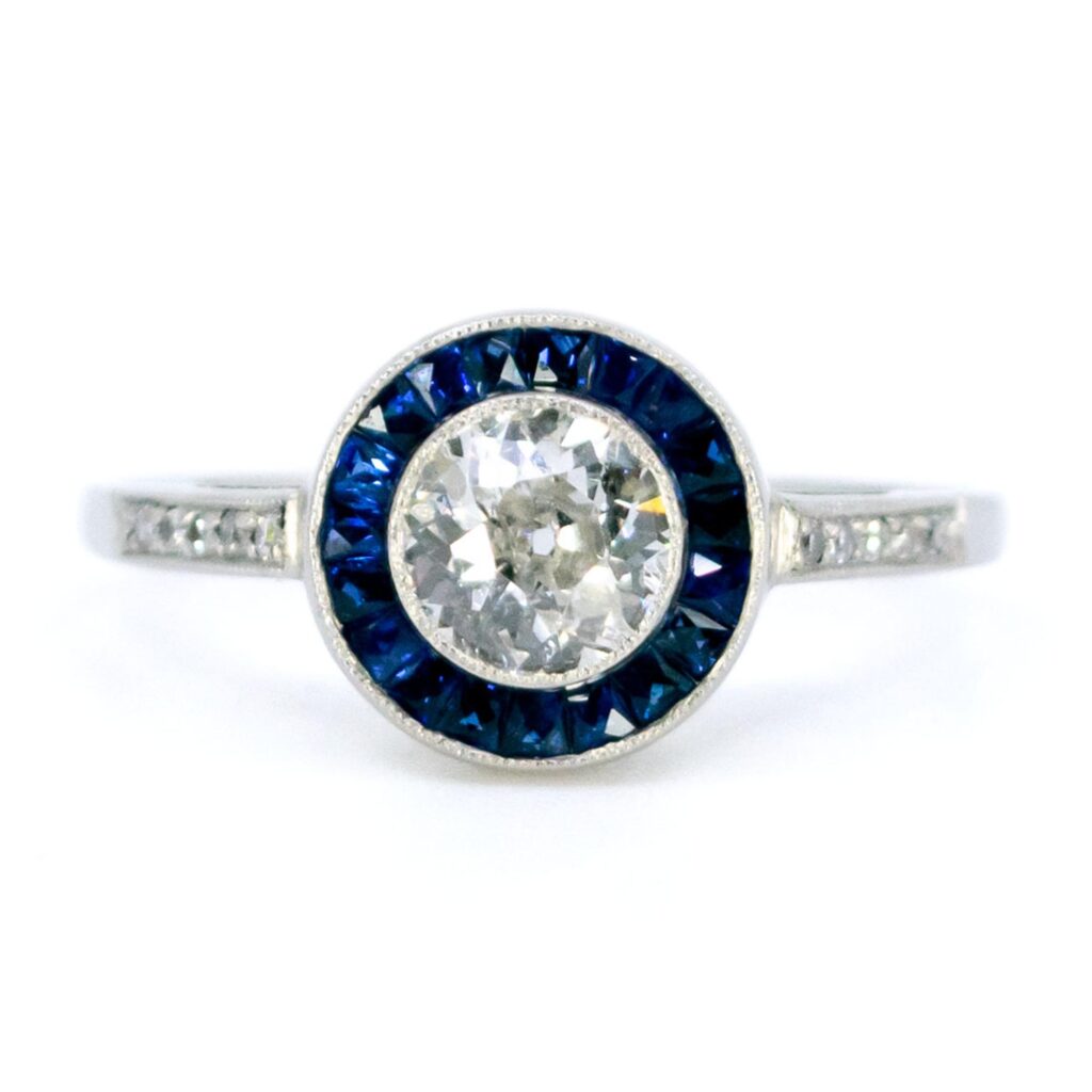 Diamond Sapphire Platinum Target Ring 6904-4870 Image1