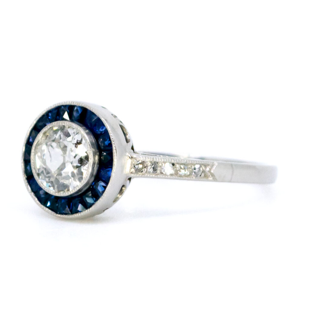 Diamond Sapphire Platinum Target Ring 6904-4870 Image2
