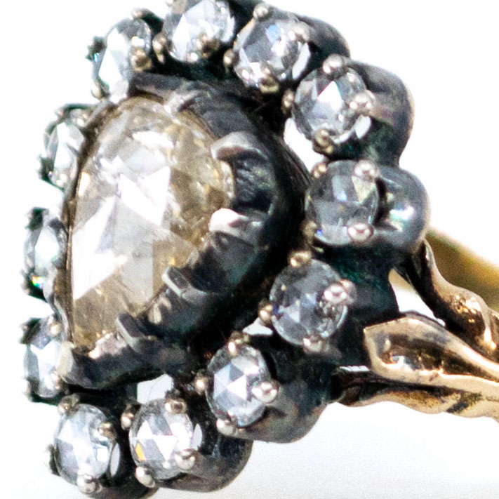 Anillo en forma de pera de plata de 14 k con diamantes 6908-7020 Imagen 3