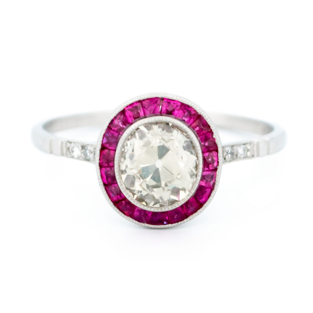 Diamond Ruby Platinum Target Ring 6966-1885 Image1