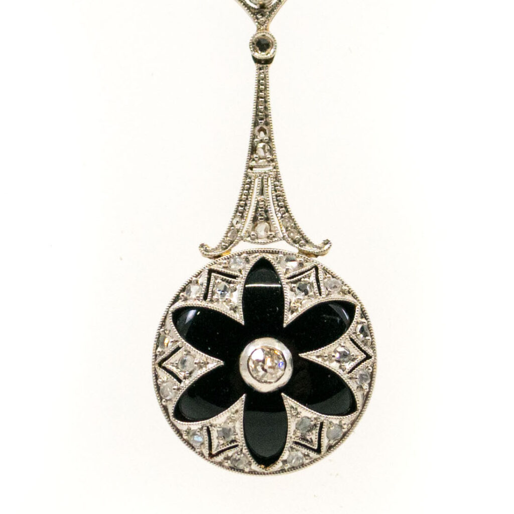 Ciondolo Deco Diamond Onyx Platinum 18k 7021-1911 Immagine4
