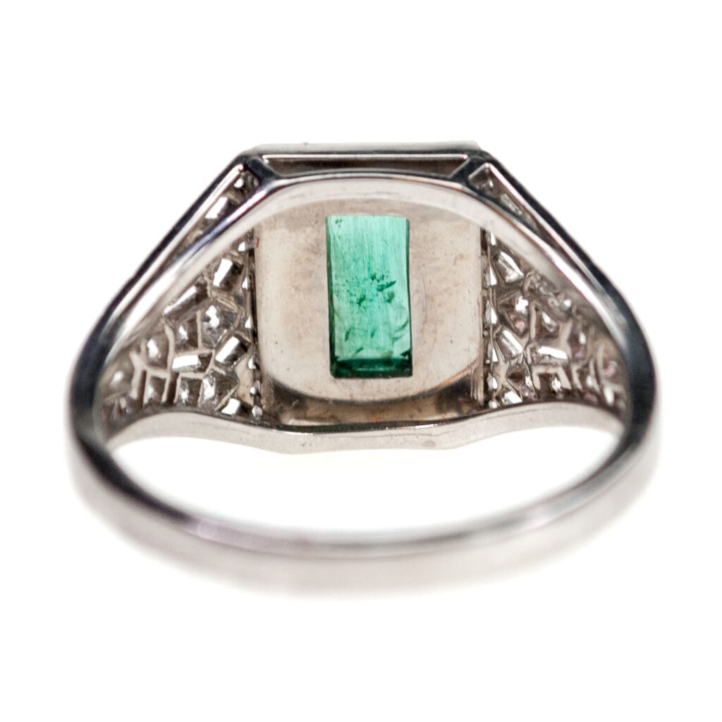 Anello decorativo in platino con onice e smeraldo con diamanti 7339-4900 Immagine4