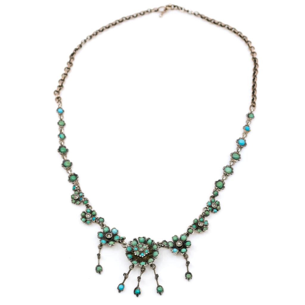 Pearl Turquoise Silver 9k Festoon Necklace 8303-2022 Image3