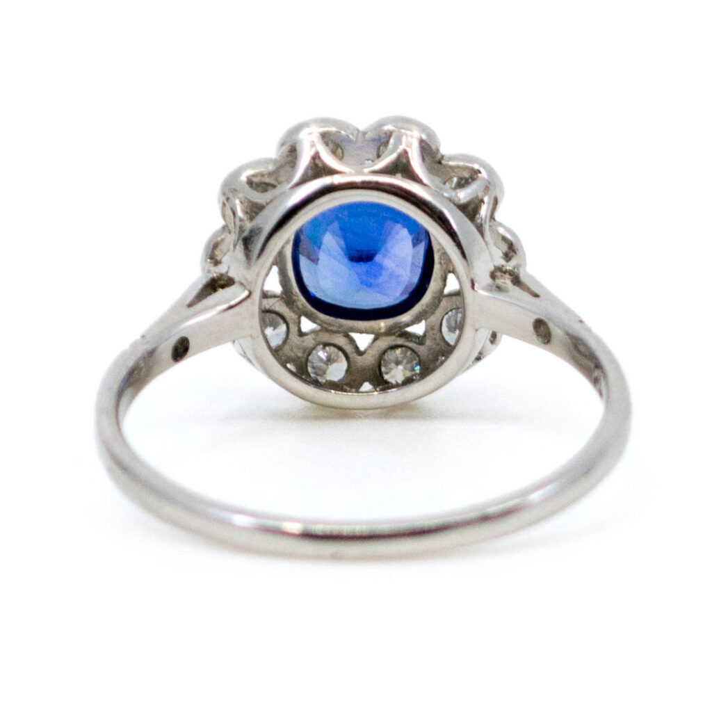 Diamond Sapphire Platinum Cluster Ring 8542-4945 Image4