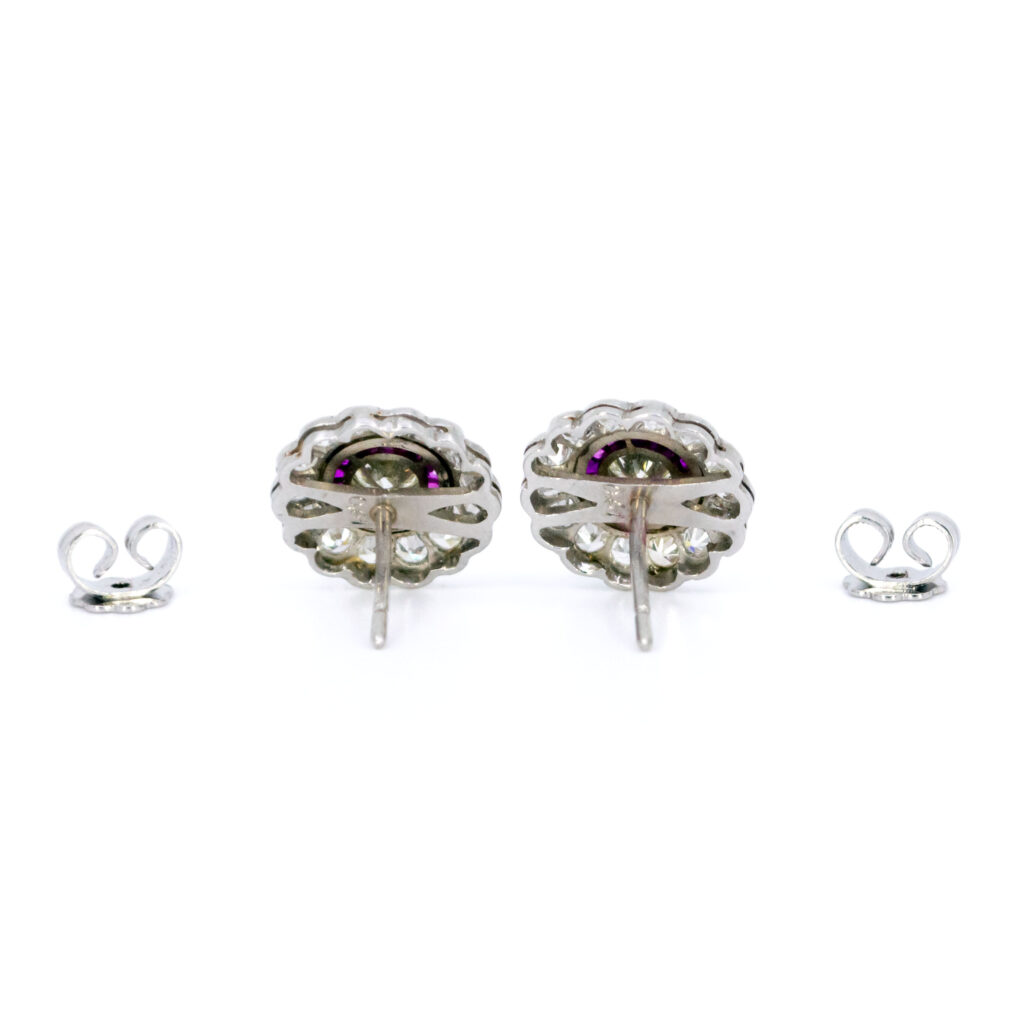 Diamond Ruby Platinum Cluster Earrings 8599-2076 Image4