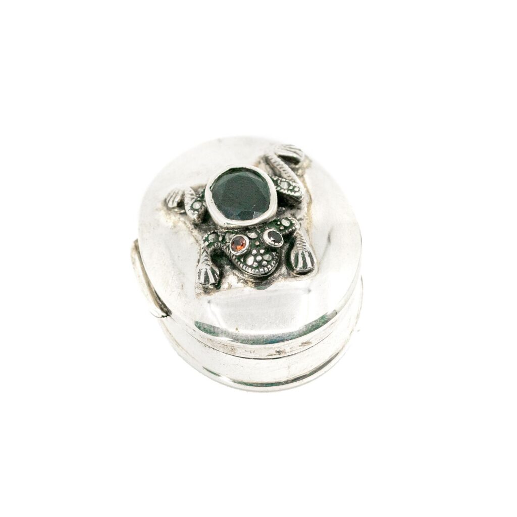 Scatola "rana" in argento marcasite (pirite) di granato 9646-2691 Immagine2