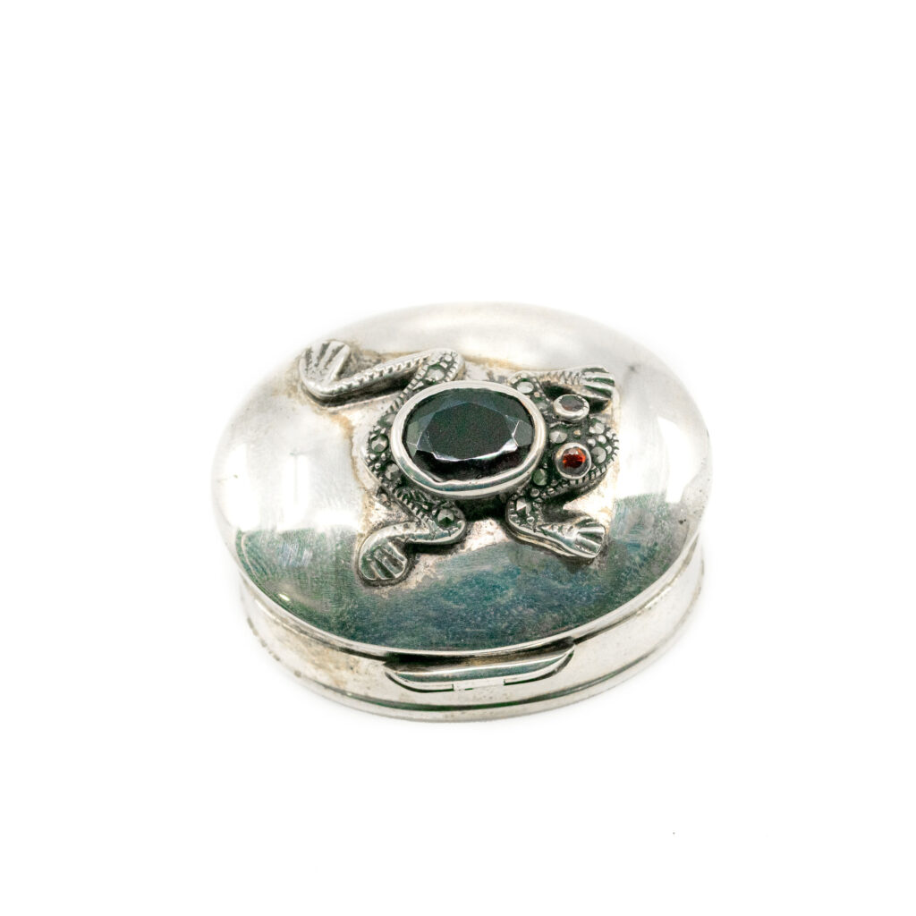 Garnet Marcasite (Pyrite) Silver "Frog" Box 9646-2691 Image1