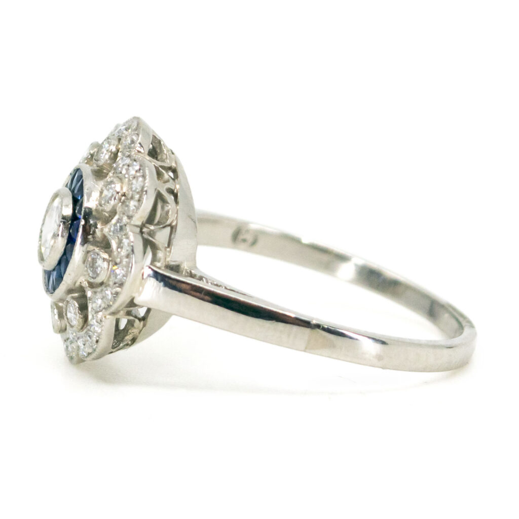 Diamond Sapphire Platinum Cluster Ring 10595-5002 Image4