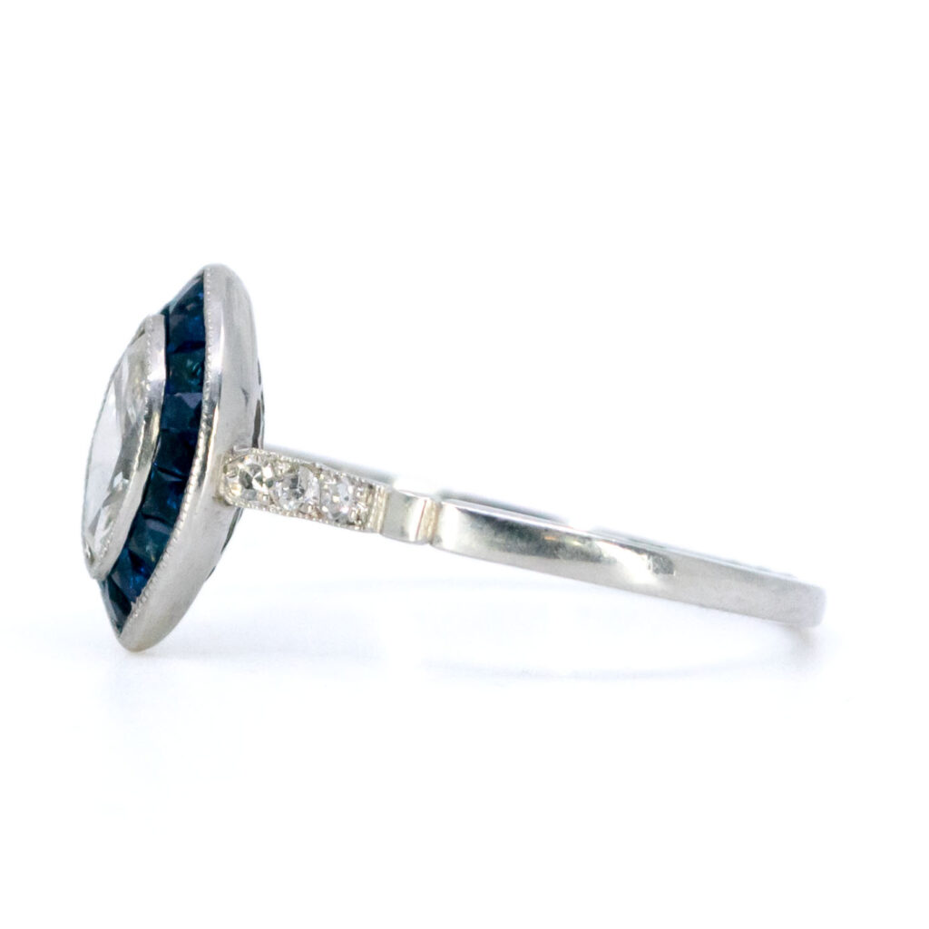 Diamond Sapphire Platinum Navette Ring 8583-2060 Image4