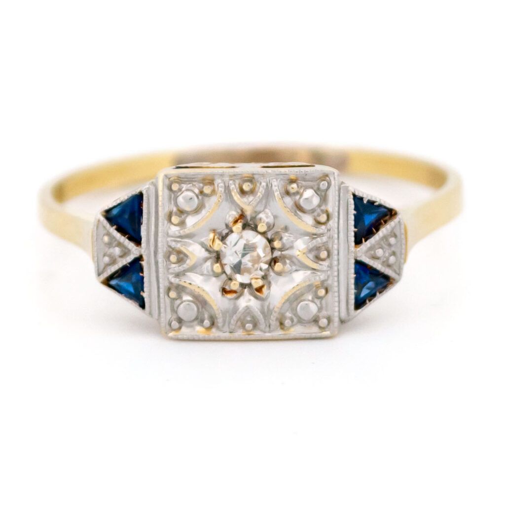 Diamond Sapphire 18k Deco Ring 13732-2396 Image1