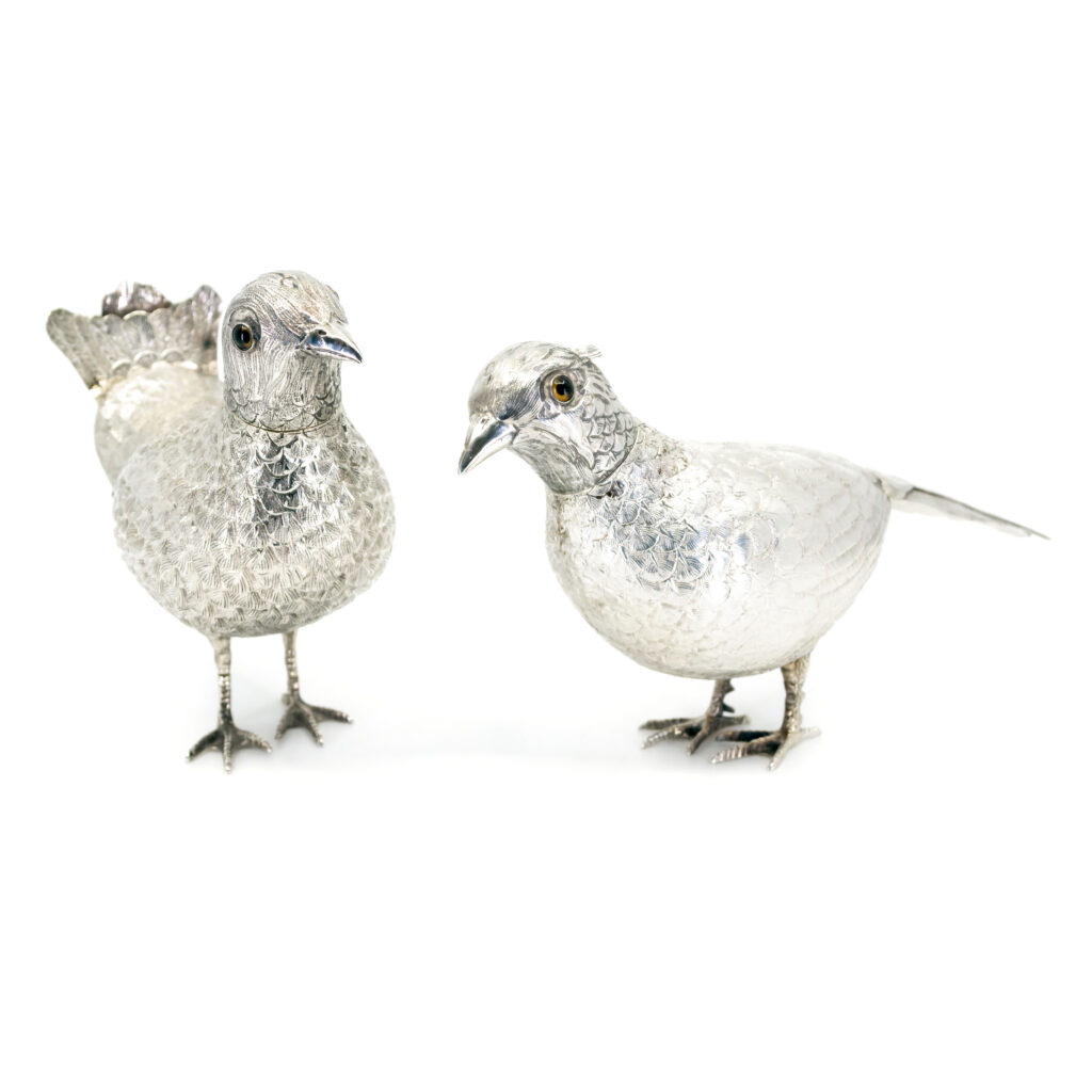 Silver Pair Of Pheasants Salt And Pepper Shakers Set 14097-3032 Image1