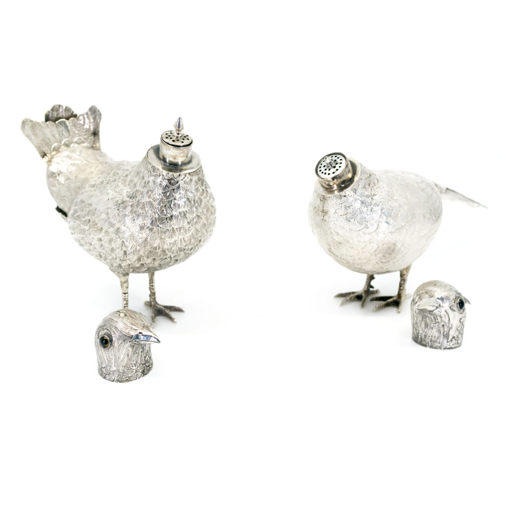 Silver Pair Of Pheasants Salt And Pepper Shakers Set 14097-3032 Image4