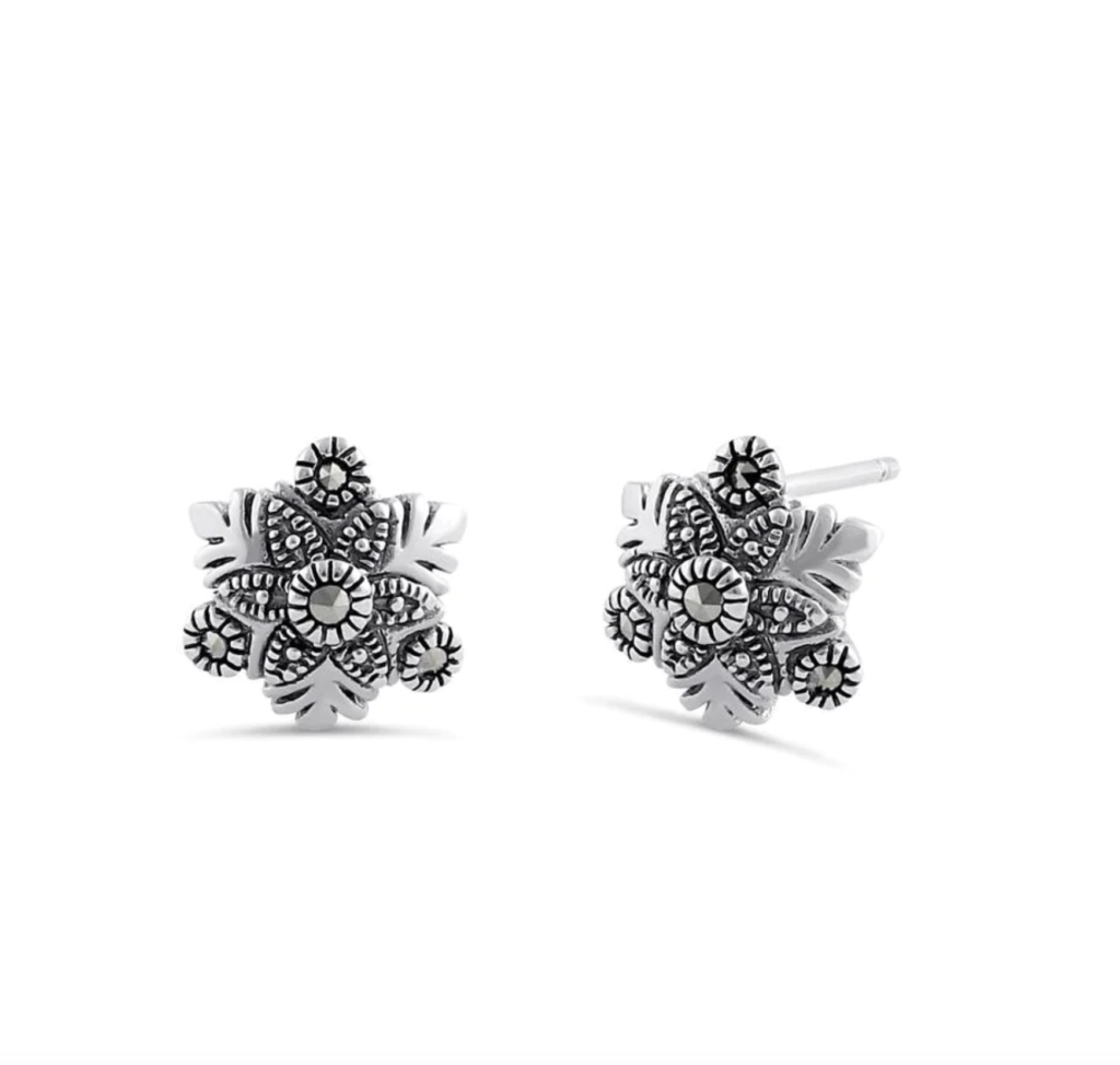 Marcasite (Pyrite) Silver Stud Earrings 14778-1856 Image1