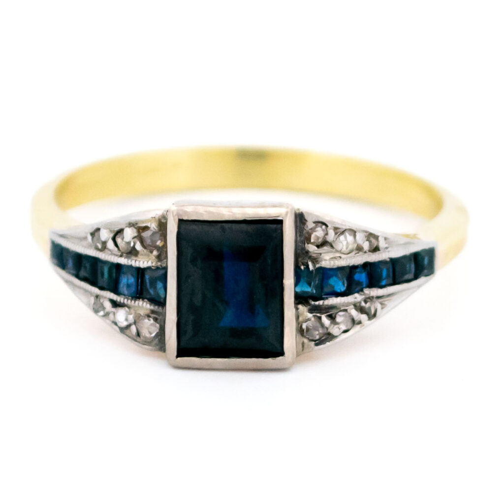 Sapphire Diamond 18k Deco Ring 14940-2434 Image1