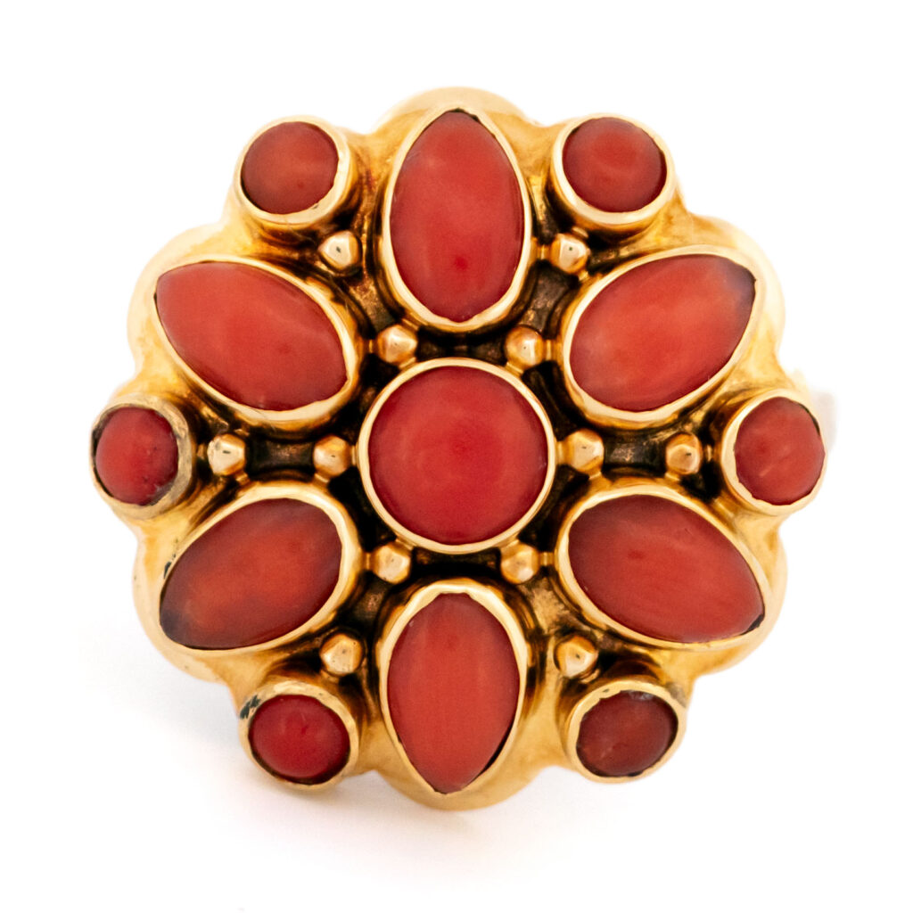 Anillo de racimo de flores de coral de 14k 15035-8480 Imagen 1