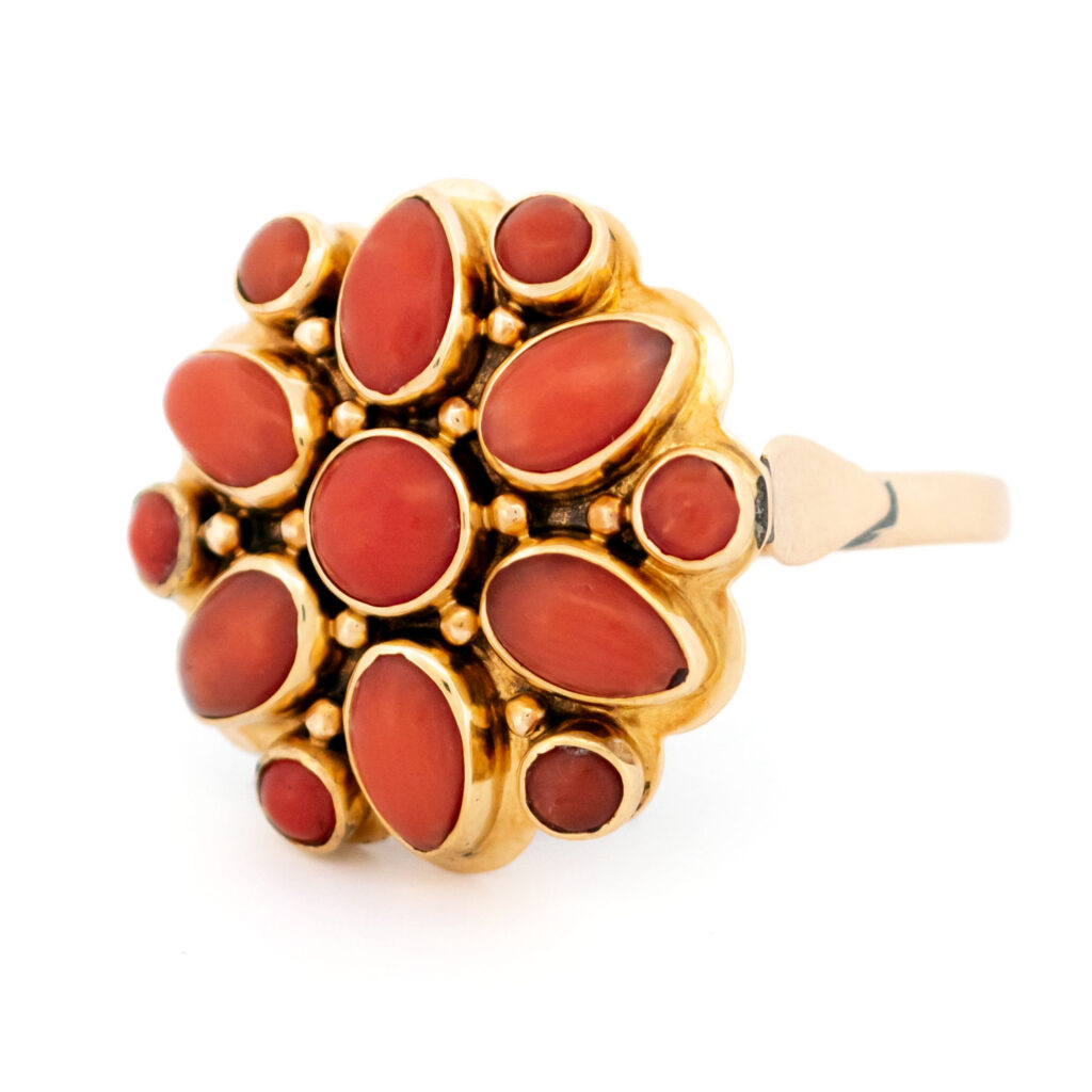 Anillo de racimo de flores de coral de 14k 15035-8480 Imagen 4