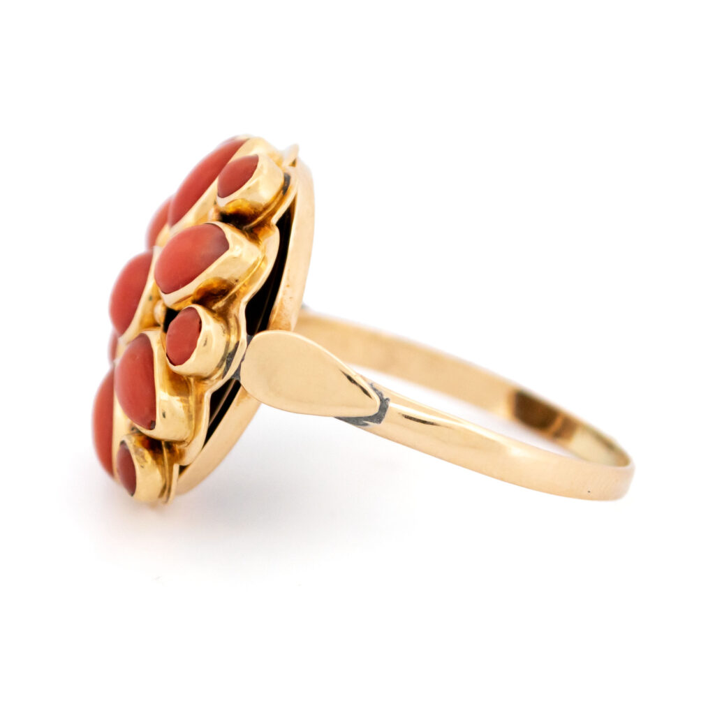 Anillo de racimo de flores de coral de 14k 15035-8480 Imagen 5