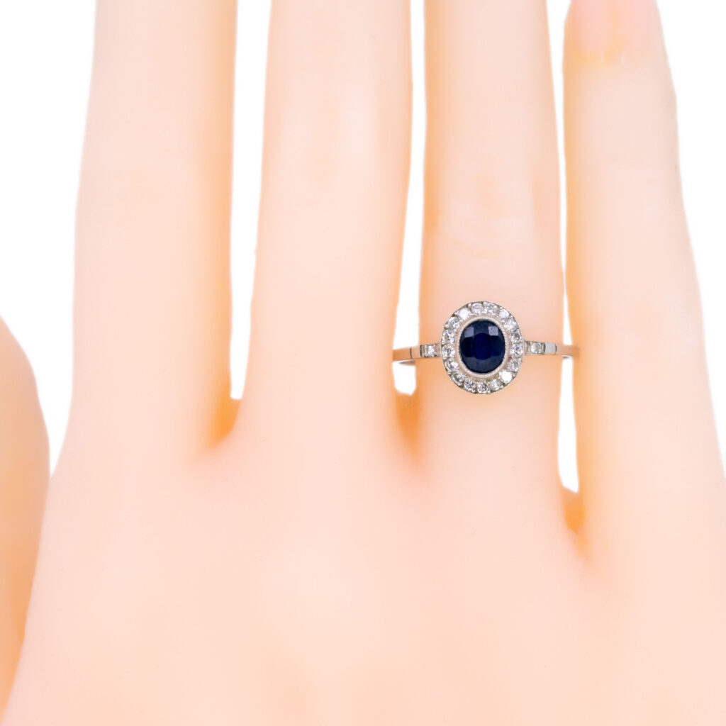 Sapphire Diamond Platinum Halo Ring 7430-1943 Image2