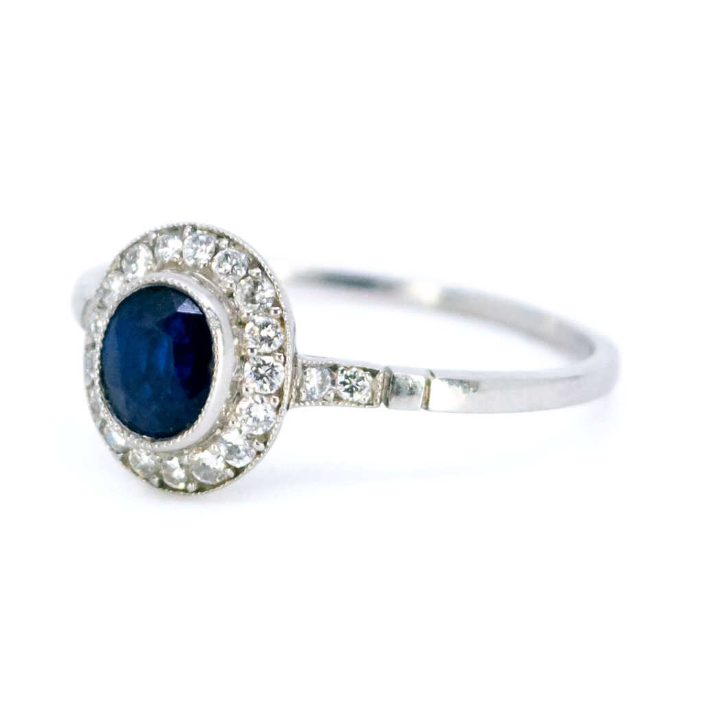 Sapphire Diamond Platinum Halo Ring 7430-1943 Image3