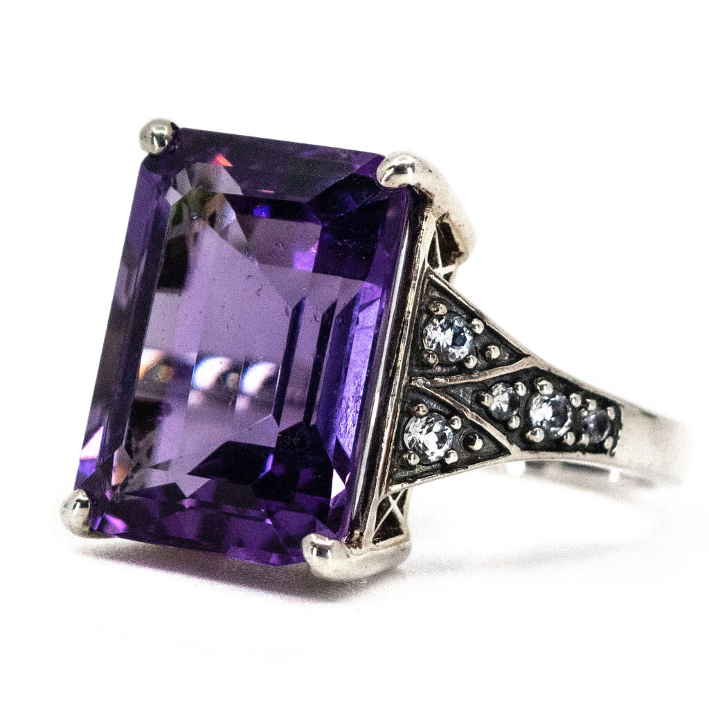 Amethyst Topaz Silver Rectangle-Shape Ring 15364-2116 Image2