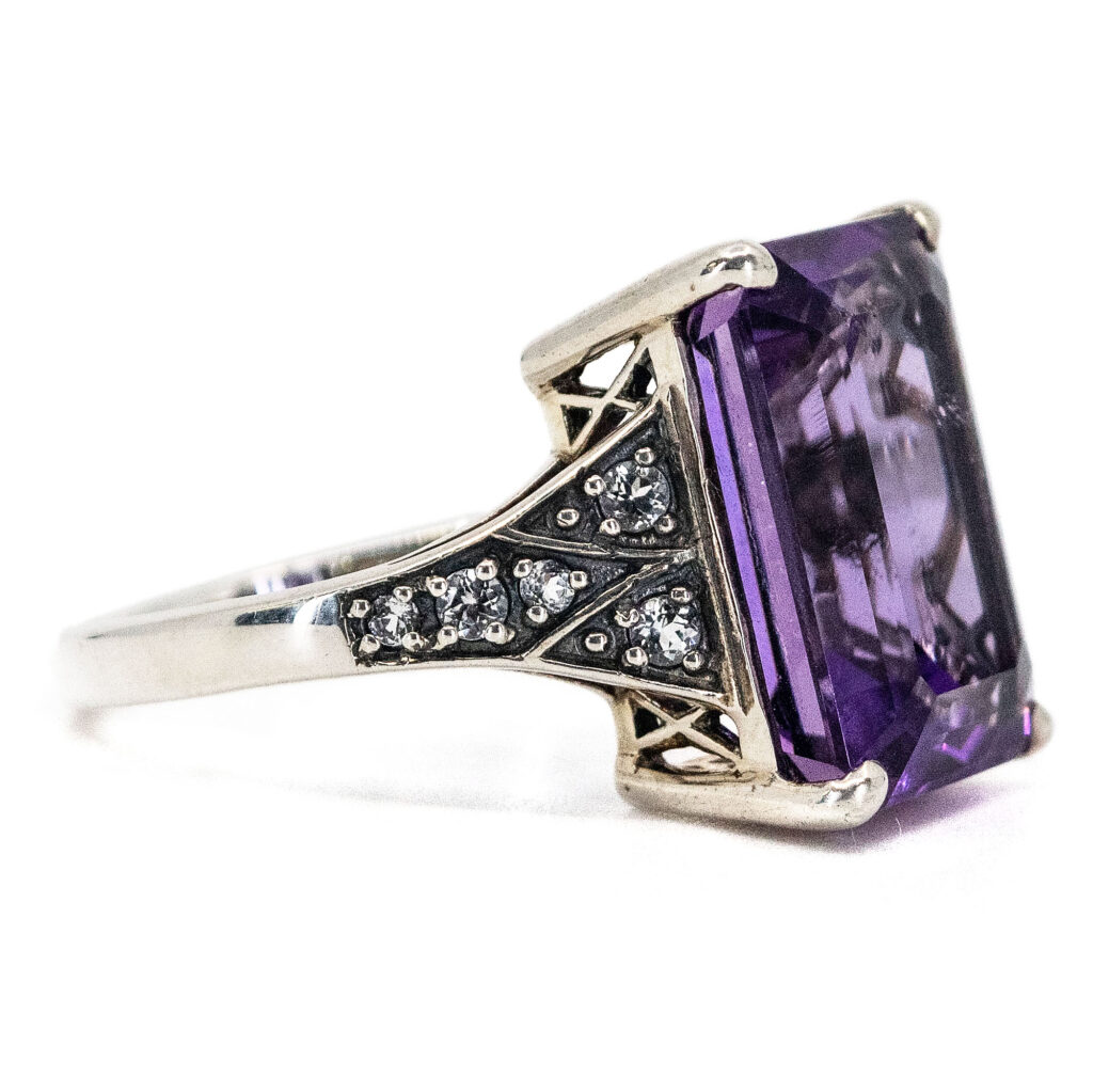 Amethyst Topaz Silver Rectangle-Shape Ring 15364-2116 Image5