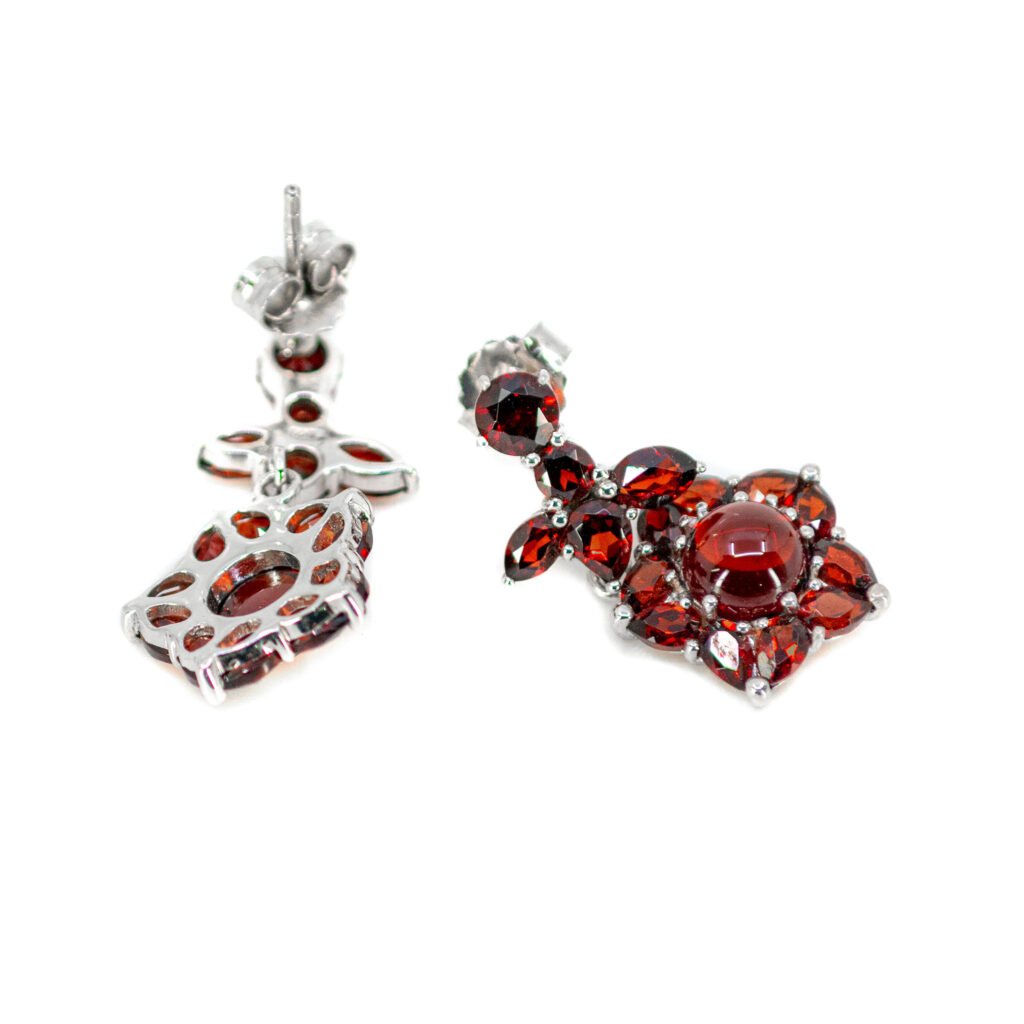Garnet Silver Cluster Earrings 15420-2170 Image2
