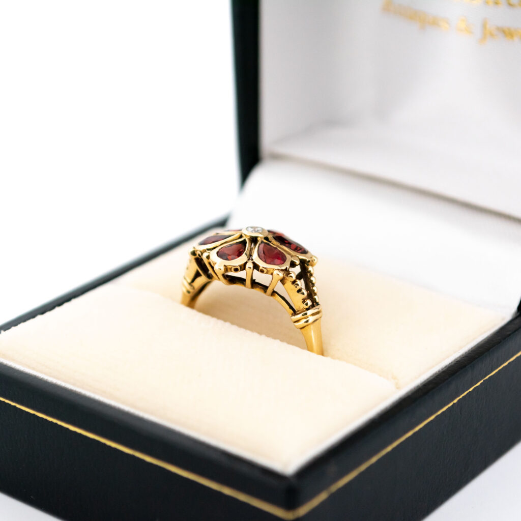Diamond Garnet 9k Floral Ring 15480-2449 Image2