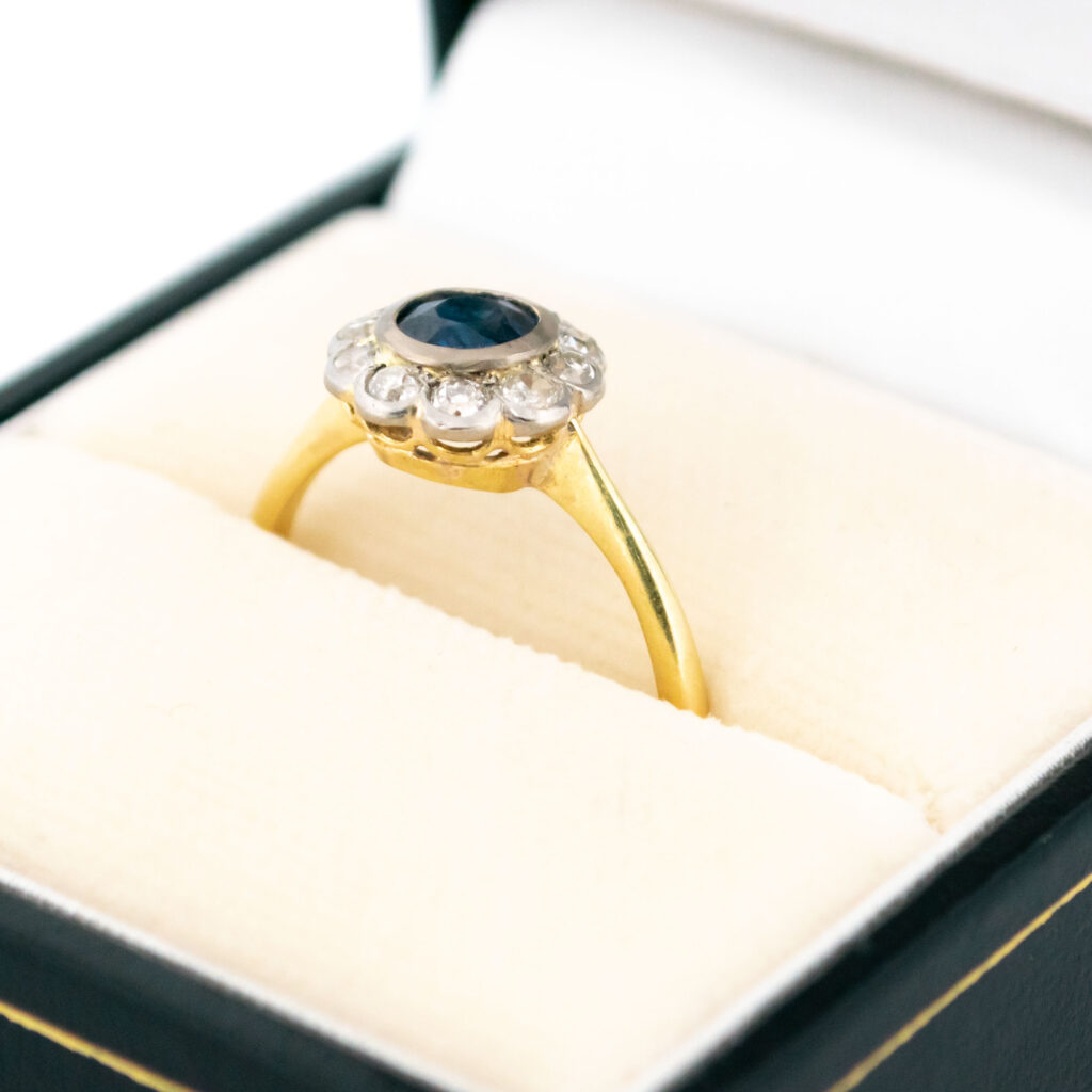 Diamond Sapphire 18k Platinum Cluster Ring 15506-0739 Image2