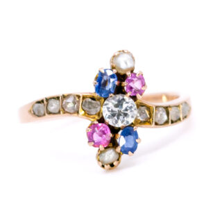 Diamond Pearl Ruby Sapphire 18k Multi-Gemstone Ring 10242-2245 Image1