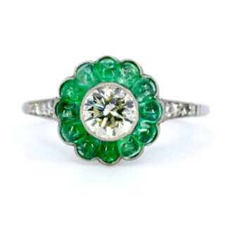 Diamond Emerald Platinum Cluster Ring 10262-2265 Image1