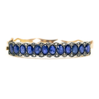 Diamond Sapphire 9k Silver Row Bracelet 10343-6542 Image1