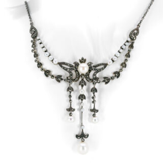 Collar de adorno de plata con perlas marcasita (pirita) 10434-6575 Imagen 1