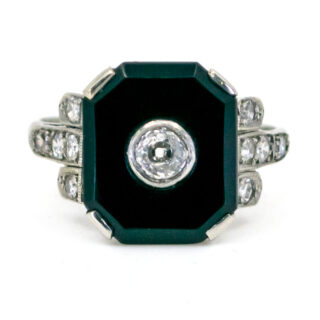 Diamond Onyx Platinum Octagon-Shape Ring 10492-6238 Image1