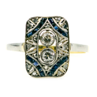 Diamond Sapphire 18k Platinum Deco Ring 10522-6618 Image1