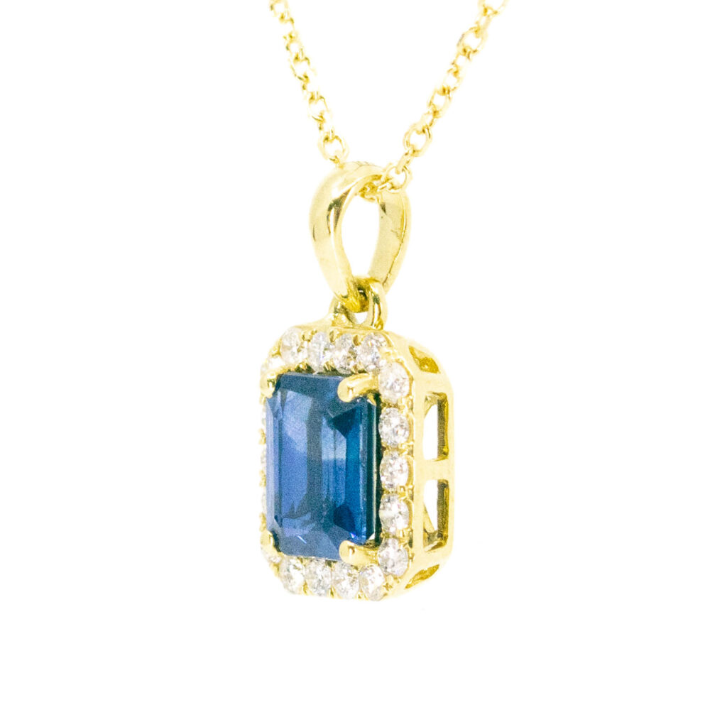 Diamond Sapphire 18k Square-Shape Pendant 10563-6633 Image2