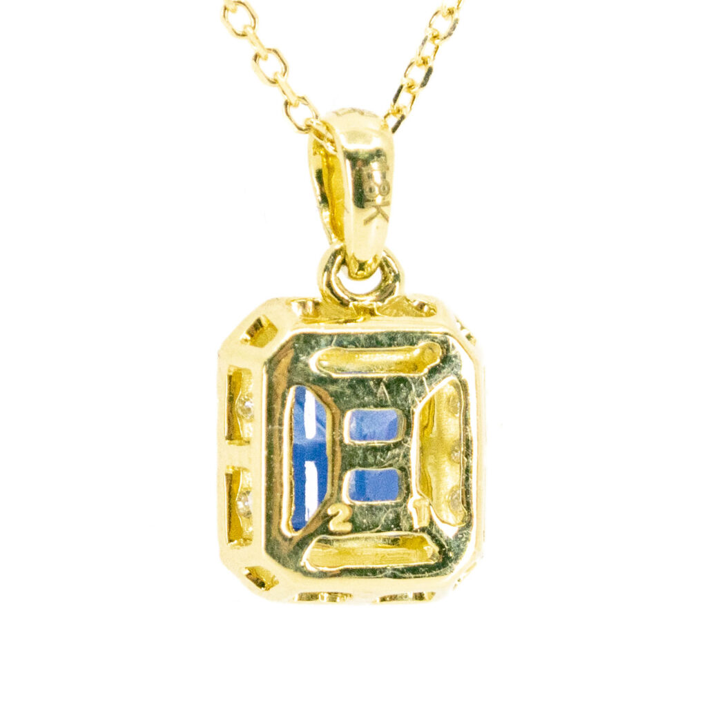 Diamond Sapphire 18k Square-Shape Pendant 10563-6633 Image4