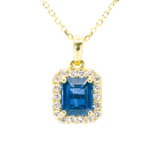 Diamond Sapphire 18k Square-Shape Pendant 10563-6633 Image1