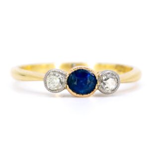 Diamond Sapphire 18k Trilogy Ring 10615-6244 Image1