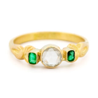 Diamond Emerald 18k antieke ring 10677-6679 Afbeelding1