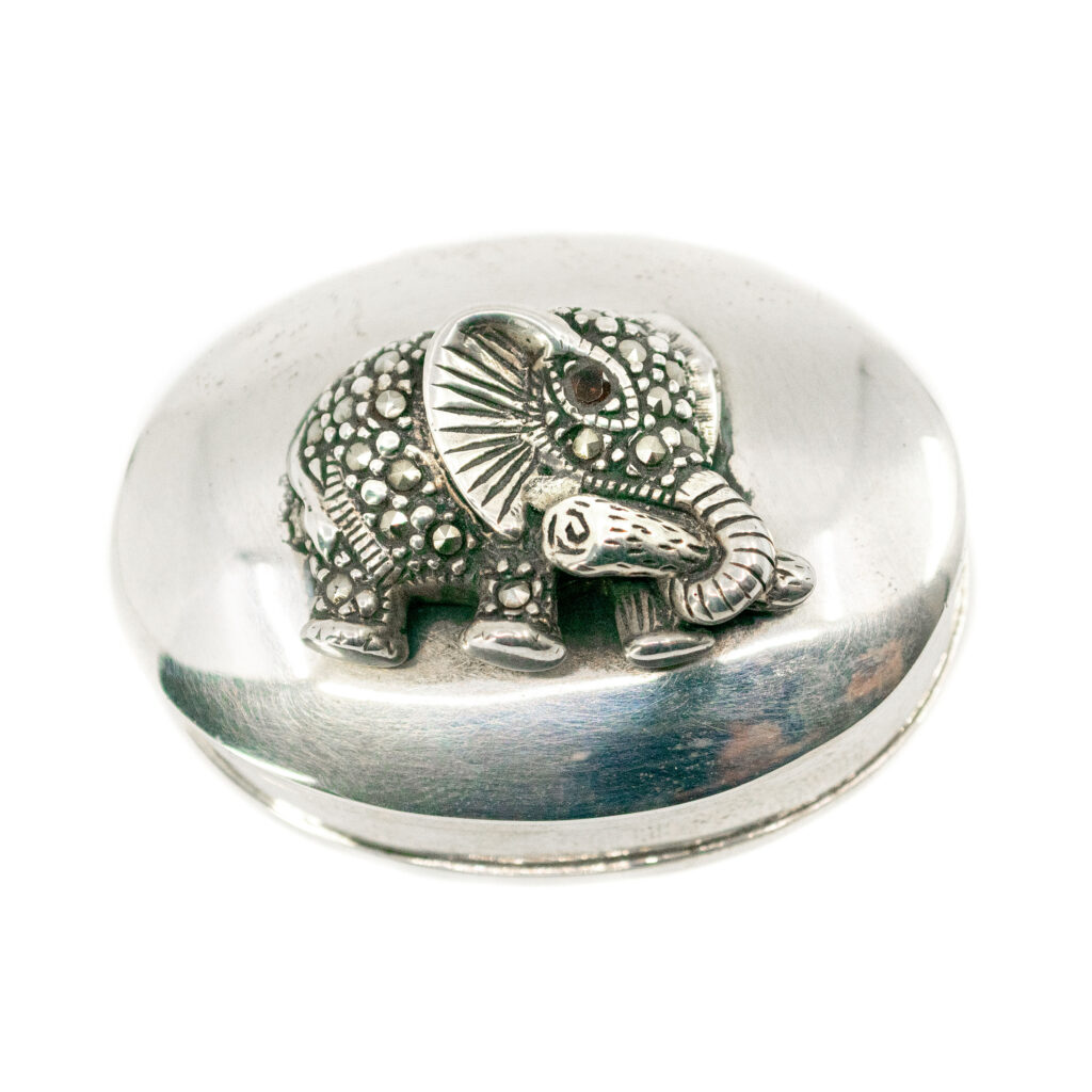 Garnet Marcasite (Pyrite) Silver "Elephant" Box 10754-2777 Image1