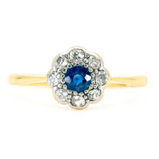 Sapphire Diamond 18k Platinum Cluster Ring 10795-6700 Image1