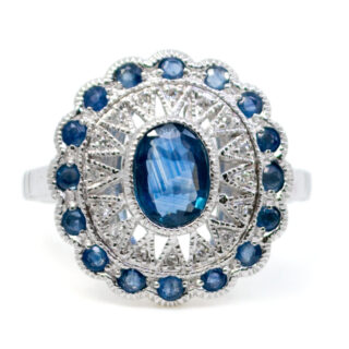 Diamond Sapphire 14k Halo Ring 10832-6775 Afbeelding1